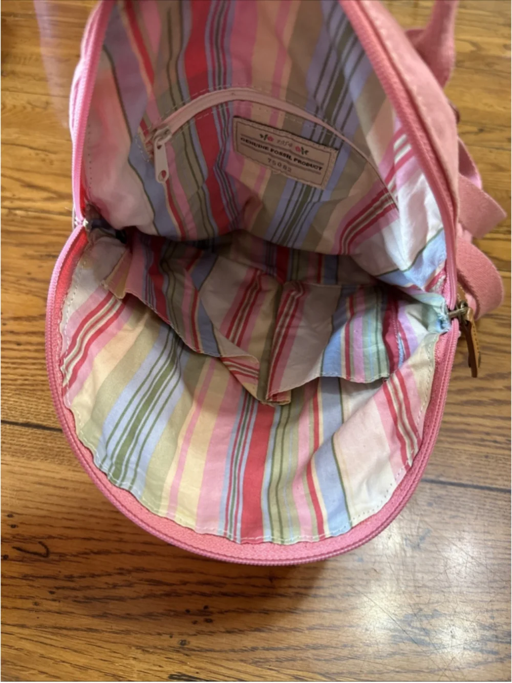 Fossil Pink Canvas Backpack Bag Dusty Pink Faded Rose Adjustable Strap Pockets